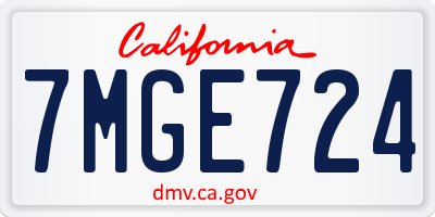 CA license plate 7MGE724