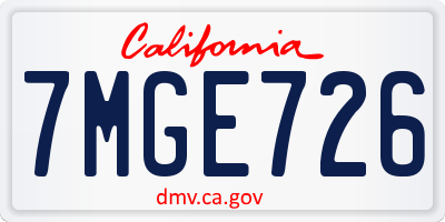CA license plate 7MGE726