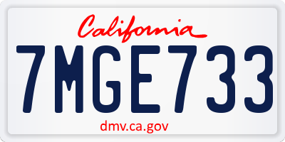 CA license plate 7MGE733