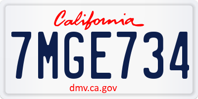 CA license plate 7MGE734