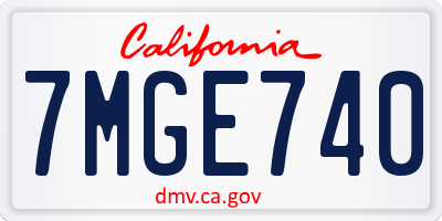 CA license plate 7MGE740