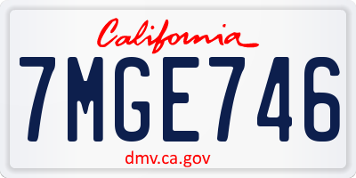 CA license plate 7MGE746
