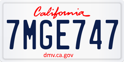CA license plate 7MGE747