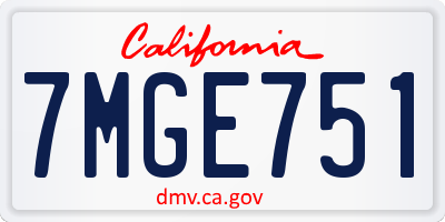 CA license plate 7MGE751