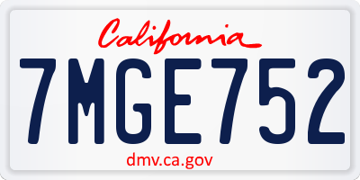 CA license plate 7MGE752