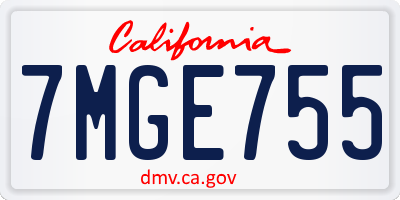 CA license plate 7MGE755