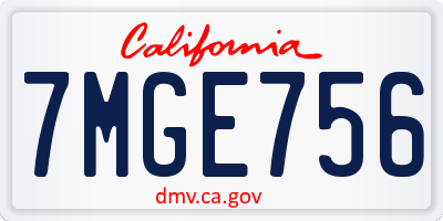 CA license plate 7MGE756