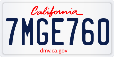 CA license plate 7MGE760