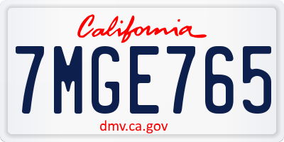 CA license plate 7MGE765