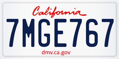 CA license plate 7MGE767