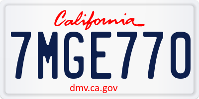 CA license plate 7MGE770