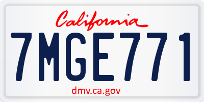 CA license plate 7MGE771