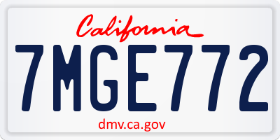 CA license plate 7MGE772