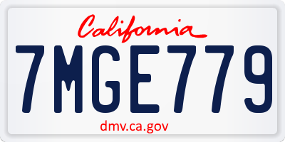 CA license plate 7MGE779
