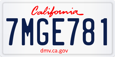 CA license plate 7MGE781