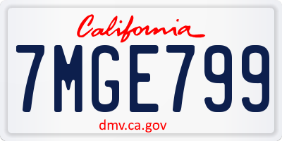 CA license plate 7MGE799