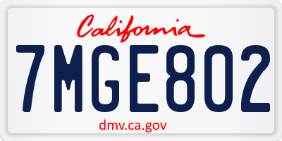 CA license plate 7MGE802