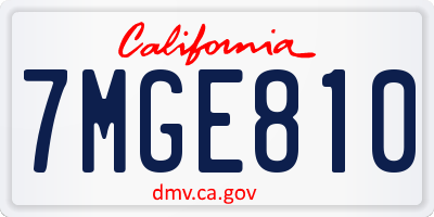 CA license plate 7MGE810