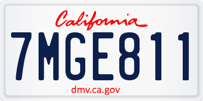 CA license plate 7MGE811