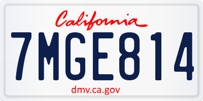 CA license plate 7MGE814