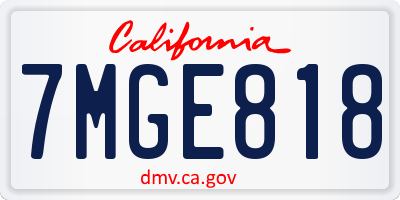 CA license plate 7MGE818