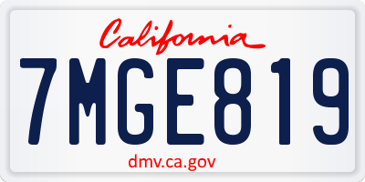 CA license plate 7MGE819