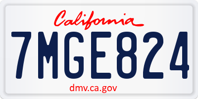 CA license plate 7MGE824