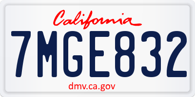 CA license plate 7MGE832