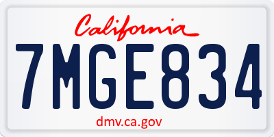 CA license plate 7MGE834