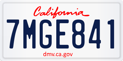 CA license plate 7MGE841