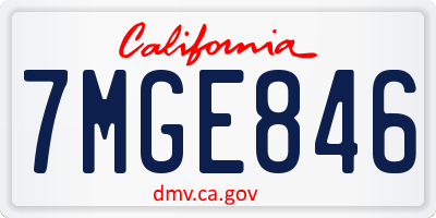 CA license plate 7MGE846