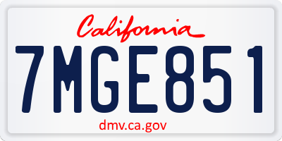 CA license plate 7MGE851