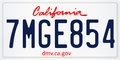 CA license plate 7MGE854