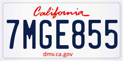 CA license plate 7MGE855