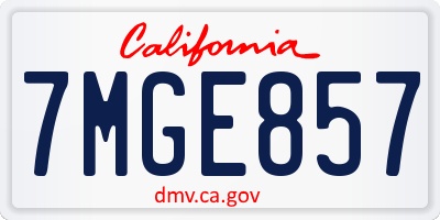 CA license plate 7MGE857