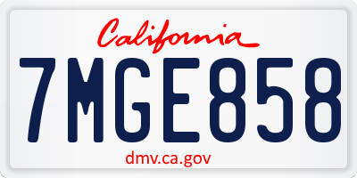 CA license plate 7MGE858