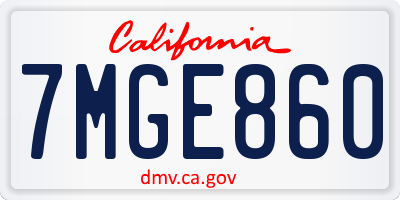 CA license plate 7MGE860