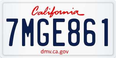 CA license plate 7MGE861
