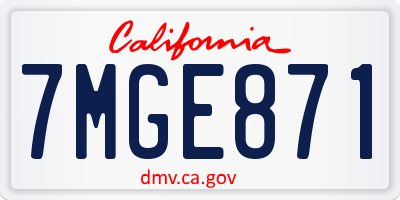 CA license plate 7MGE871