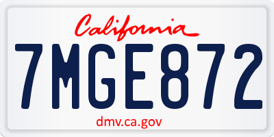 CA license plate 7MGE872