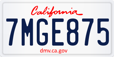 CA license plate 7MGE875