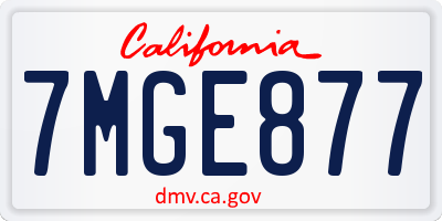 CA license plate 7MGE877