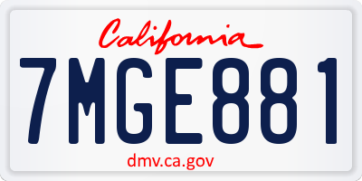 CA license plate 7MGE881