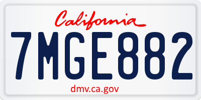 CA license plate 7MGE882