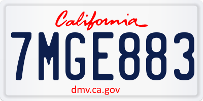 CA license plate 7MGE883