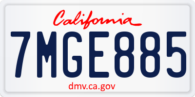 CA license plate 7MGE885