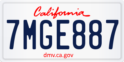 CA license plate 7MGE887