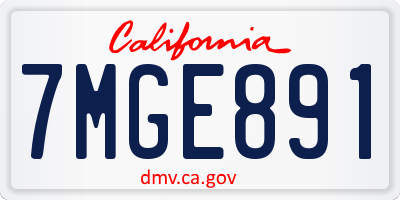 CA license plate 7MGE891