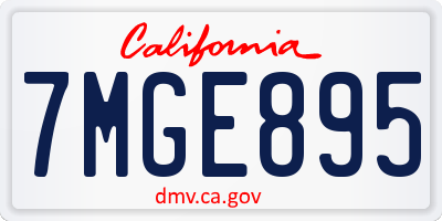 CA license plate 7MGE895