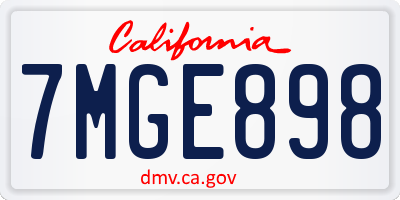 CA license plate 7MGE898